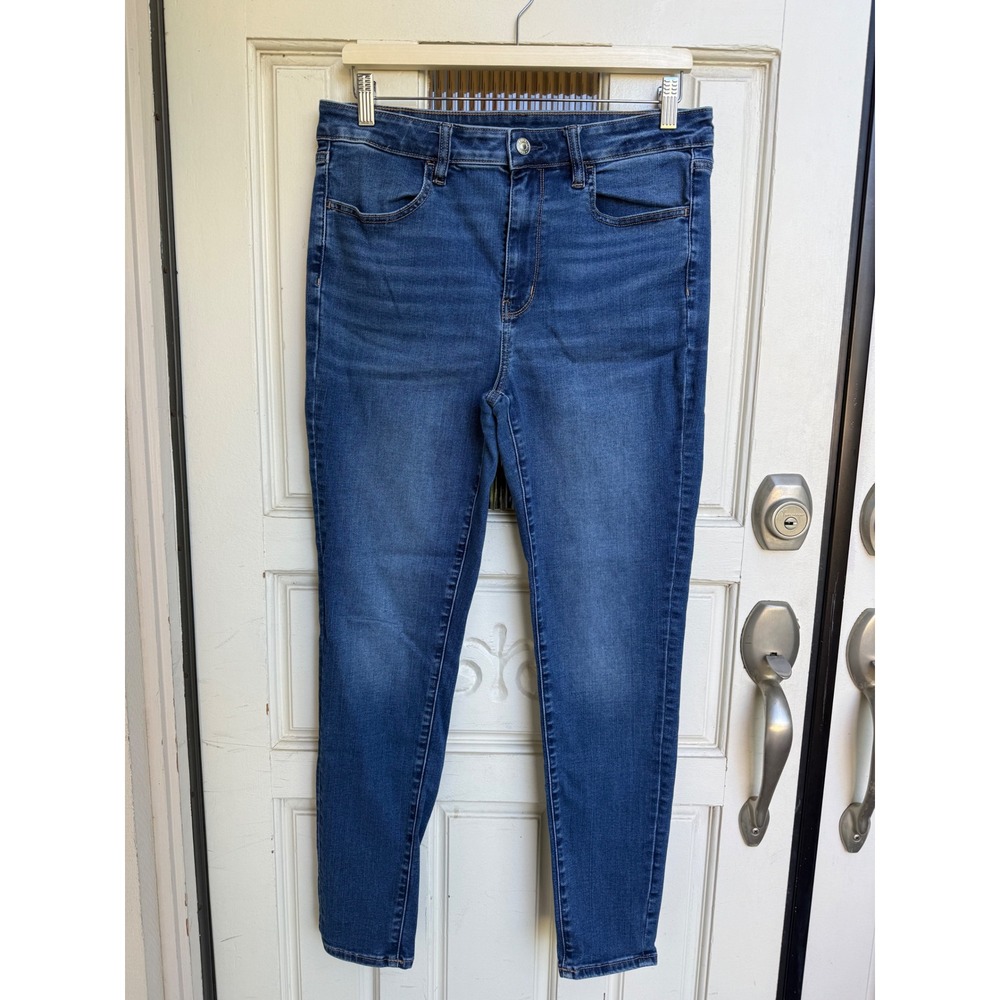 American Eagle High Rise Jegging Medium Wash Blue Skinny Jeans Size 12 Regular